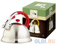 Чайник teco tc-106-r серебристый красный 3 л нержавеющая сталь