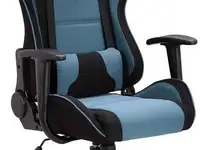 Кресло компьютерное brabix "gt racer gm-100", две подушки, ткань, черное/голубое, 531818