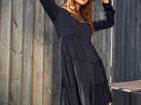 Однотонное платье в стиле бохо