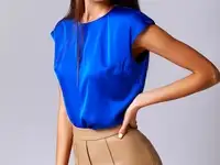 Синий топ с коротким рукавом