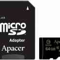 Карта памяти apacer microsdhc 64gb class 10 u1 uhs-i c адаптером (ap64gmcsx10u1-r). черный, фотография 2