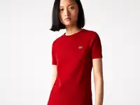 Женская футболка из мягкого хлопка lacoste с круглым вырезом