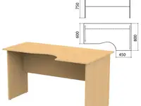 Стол письменный эргономичный "канц", 1400х800х750 мм, правый, цвет бук невский, ск30.10
