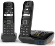 Р/телефон dect gigaset as690a duo rus черный (труб. в компл.:2шт) автооветчик, фотография 2