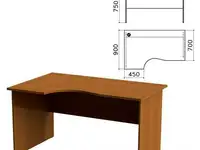 Стол письменный эргономичный "монолит", 1400х900х750 мм, левый, цвет орех гварнери, см5.3