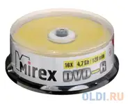 Диск dvd-r mirex 4.7 gb, 16x, cake box (25), (25/300)