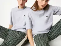 Хлопковая футболка свободного кроя lacoste l!ve unisex с принтом