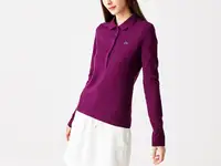 Женское облегающее поло lacoste с длинным рукавом