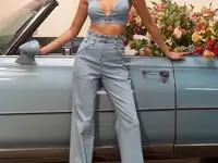 Джинсовые брюки с карманами