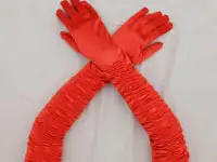 Перчатки атласные длинные со сборкой в Алматы. В наличии. Доставка, фотография 8