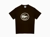 Мужская хлопковая футболка lacoste с круглым вырезом и 3d-принтом логотипа