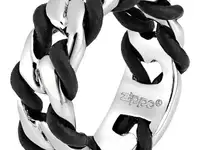 Кольцо zippo, серебристо-чёрное, нержавеющая сталь, 0,9x0,35 см, диаметр 19,7 мм