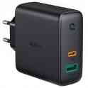 Сетевое зарядное устройство aukey dual-port 60w pd wall charger with dynamic detect. черный, фотография 2