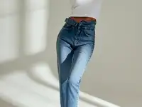 Прямые джинсы с асимметричным поясом