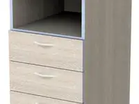 Тумба приставная "бюджет", 400х600х740 мм, 3 ящика, полка, дуб шамони светлый,