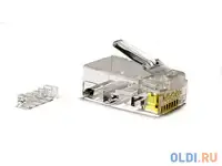 Коннектор rj-45 8p8c 6-й категории hyperline plug-8p8c-uv-c6-sh со вставкой экранированный