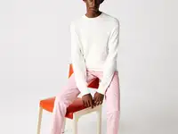 Мужской хлопковый свитер lacoste с круглым вырезом широкой вязки