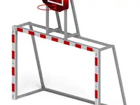 Ворота мини футбольные с баскетбольным щитом (красные) (с креплением сетки) -