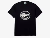 Мужская хлопковая футболка lacoste с круглым вырезом и 3d-принтом логотипа