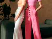 Брюки-палаццо малинового оттенка