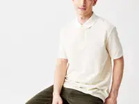 Мужское поло lacoste  regular fit из хлопка и льна