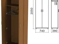 Шкаф для одежды "монолит", 740х390х2050 мм, цвет орех гварнери, шм49.3