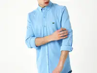 Мужская рубашка lacoste slim fit из органического хлопка