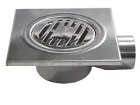 Трап вертикальный нержавеющий, D 50-110 мм, Размер: 150х150; 100х100; 200х200... мм