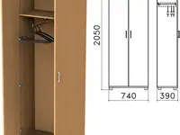 Шкаф для одежды "монолит", 740х390х2050 мм, цвет бук бавария, шм49.1