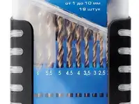 Набор сверл по металлу, 1-10 мм (через 0,5 мм), 19 шт.,