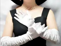 Перчатки атласные длинные со сборкой в Алматы. В наличии. Доставка, фотография 5