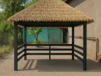 Биседки тапчаны пляжные зонты в стиле бунгало,тропикал лофт, фотография 2