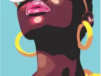 Картина Афроамериканка  Интерьерная картина ручной работы. Декор на стену., фотография 4