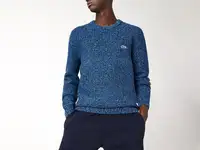 Мужской текстурированный шерстяной свитер lacoste с круглым вырезом и меланжевым эффектом
