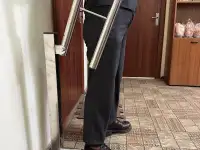 Поручень для инвалидов откиднойподъемный Хром с ножкой, фотография 3