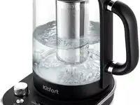 Чайник электрический kitfort кт-6157 2200 вт чёрный нержавеющея сталь 1.6 л