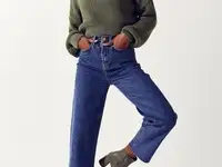 Укороченные джинсы прямого кроя