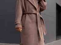 Шерстяное удлиненное пальто цвета мокко