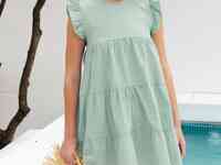 Хлопковое платье оливкового цвета