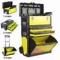 Складной мобильный ящик для инструмента с телескопической рукояткой на колёсиках
