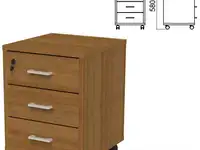 Тумба подкатная "арго", 440х450х580 мм, 3 ящика, замок, орех