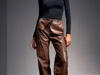 Штаны карго из экокожи
