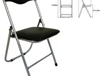 Стул складной для дома и офиса рс04, серебристый каркас, кожзам черный