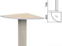 Стол приставной угловой "бюджет", 600х600х740 мм, дуб шамони светлый, 402664-430
