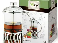 3100f-tс френч-пресс teco 1л из высококачественного термостойкого стекла