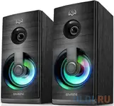Колонки sven sps-512 2.0 чёрные (2x3w, usb, rgb подсветка, дерево)