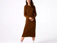 Женское длинное платье-свитер lacoste long ribbed wool из смесовой шерсти