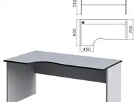 Стол письменный эргономичный "монолит", 1600х900х750 мм, левый, цвет серый, см7.11