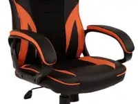 Кресло компьютерное brabix "accent gm-161", tw/экокожа, черное/оранжевое, 532577, 7083505