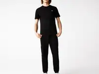 Мужская полосатая хлопковая футболка lacoste с круглым вырезом